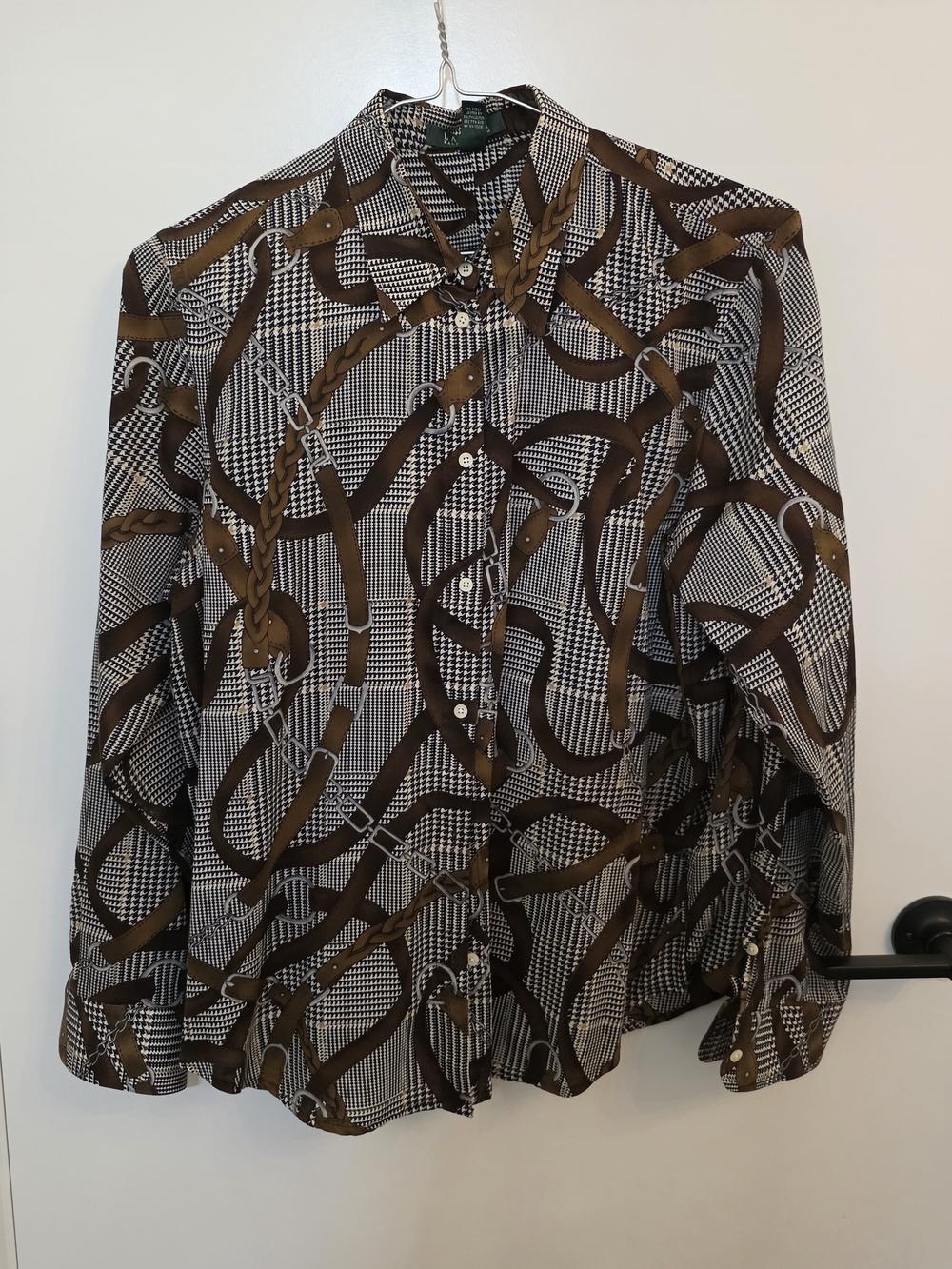 Lauren Ralph Lauren Brown and Black Graphic Button-Down Shirt